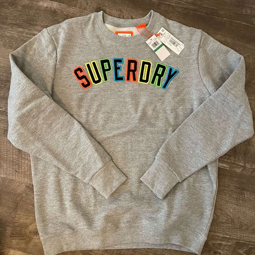 NWT Superdry crewneck size L gray